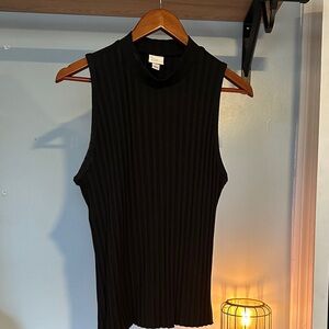 a new day Black Ribbed Tank Top size Large
